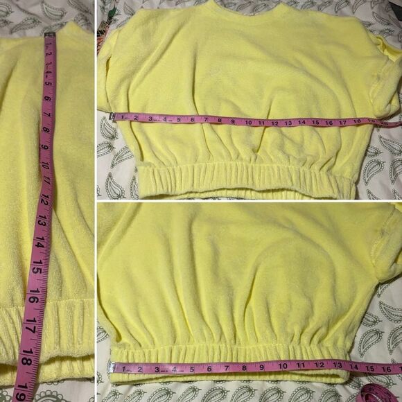 Elan Lenon Custard Yellow Cropped Terry Top Beach Top M - Picture 12 of 12